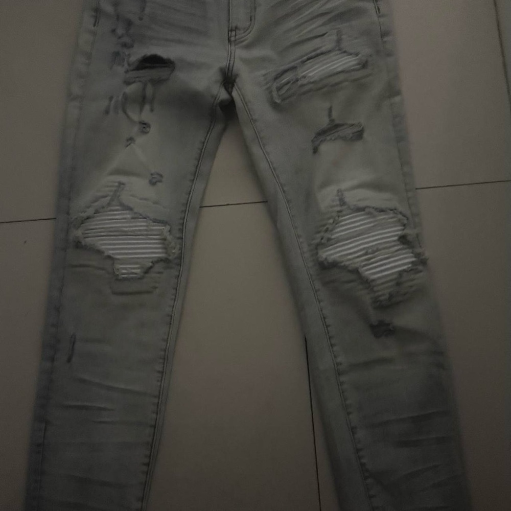 Amiri MX1 Clay Indigo Blue White Leather Patch